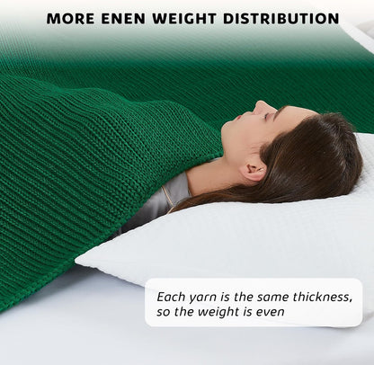 L'AGRATY Knitted Weighted Blanket - 60"x80" 20lbs Cooling Chunky Knit Heavy Blanket for Adults Braided Crochet Throw Thick Cable Yarn Knit Decorative No Beads Evenly Weighted Machine Washable