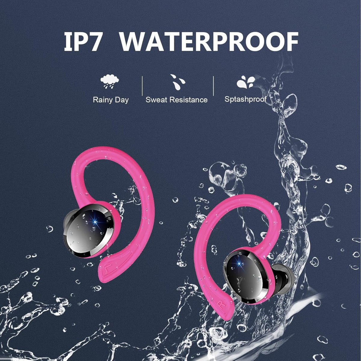 Wireless Earbuds Sport Bluetooth Headphones 5.4, 2025 Bluetooth Earbuds 4 HD Mic, Over-Ear Buds with Earhooks ENC Noise Canceling Earphones, 48Hrs Stereo, IP7 Waterproof Headset for Workout/Running