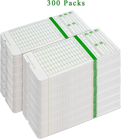 Zzrywuty Time Cards for Employees Monthly, 3 3/8 x 7 3/8 Inch, 300 Count | Green 2-Sided Design, Compatible with Hn3000 Time Clock, Supports All Pay Periods for Employee Attendance