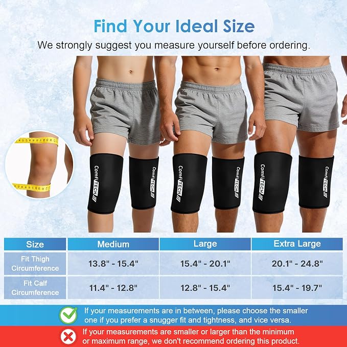 ComfiTECH Knee Ice Pack Wraps, Flexible Elbow Calf Gel Ice Sleeve, M, 2P | Flexible Ice Knee Brace for Elbow & Calf, Reusable Gel Cold Compression Sleeve for Soothing Meniscus Tear & ACL Discomfort