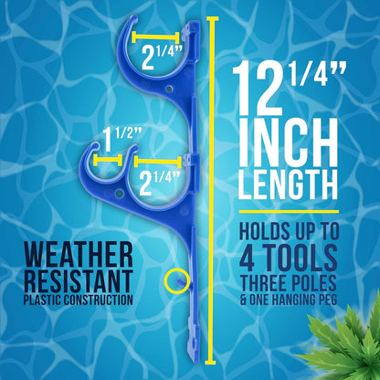 U.S. Pool Supply Pool Pole Hanger - 2 Plastic Pool Hooks for Poles - Equipment Fence Hook for Nets, Skimmers, Leaf Rakes, Vacuums, Vacuum Hoses, Telescopic - Attach Accessories, Holder Organizer