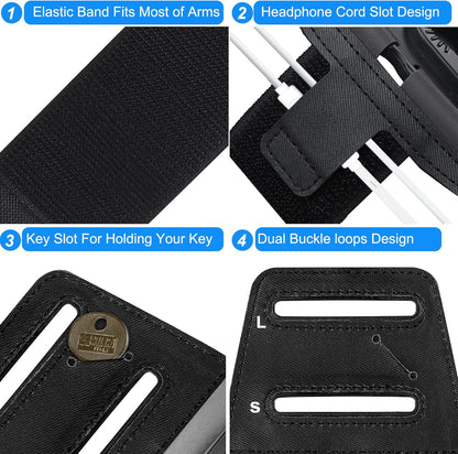 Cell Phone Running Armband - Detachable & 360° Rotatable Universal Cellphone Arm Band for iPhone 17 16 15 14 13 Pro Max Plus Samsung Galaxy Note S24 S23 for Workout Exercising Walking Jogging