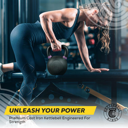 Kettlebell Kings Powder Coated Kettlebell Weights - 9-97 lb Strength Training Kettlebells for Men and Women - Hand Weights Workout Gym Equipment - Weights Set for Home Gym- New