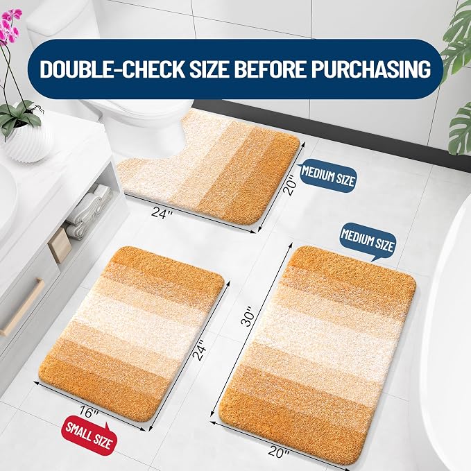 OLANLY Bathroom Runner Rugs Mat 70x24, Extra Soft Absorbent Microfiber Bath Rugs, Rubber Backing, Quick Dry, Washable Long Bath Mats for Bathroom, Tub and Shower, Home Decor Accessories, Golden Yellow