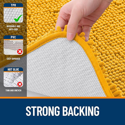 OLANLY Large Bathroom Rugs 44x32, Soft Absorbent Chenille Bath Rugs, Rubber Backing Quick Dry, Machine Washable Bath Mats for Bathroom Floor, Tub and Shower, Home Decor Accessories, Golden Yellow