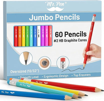 Mr. Pen- Jumbo Pencils, 60 pcs, Preschool Pencils, Large Pencil