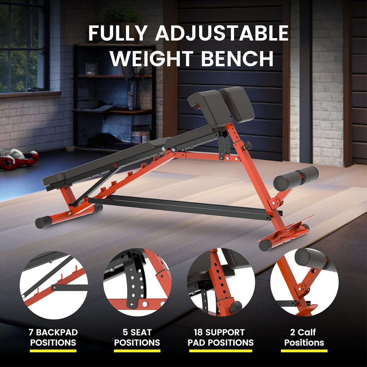 Fitness Reality 3-in-1 FID Weight Bench, Hyper Back Extension, Roman Chair, Adjustable Ab Sit up Bench, Incline Decline Bench