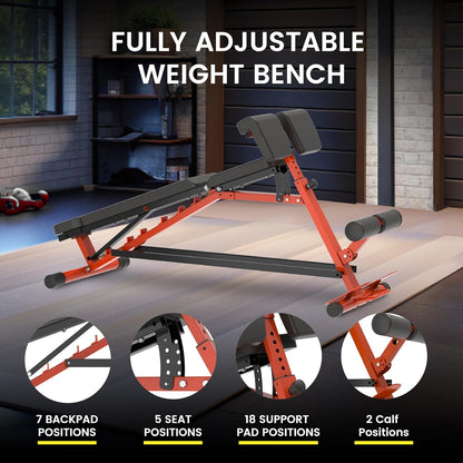 Fitness Reality 3-in-1 FID Weight Bench, Hyper Back Extension, Roman Chair, Adjustable Ab Sit up Bench, Incline Decline Bench