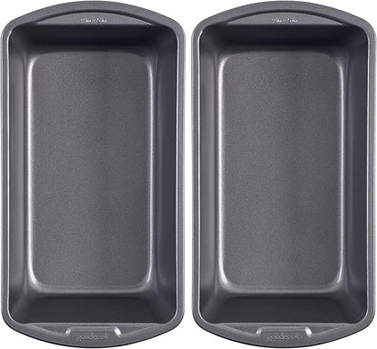 GoodCook Nonstick Loaf Pan 9 x 5-Inch Heavy-Duty Steel Bakeware with Easy-Clean Non-Stick Coating, Oven & Dishwasher Safe Pan for Meatloaf Breads Lasagnas Casseroles & More, Set of 2, Gray