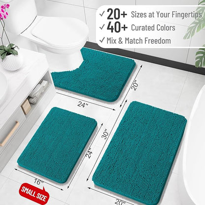 OLANLY Large Bathroom Rugs 47x32, Extra Soft Absorbent Chenille Bath Rugs, Rubber Backing Quick Dry, Machine Washable Bath Mats for Bathroom Floor, Tub and Shower, Home Decor Accessories, Deep Lake