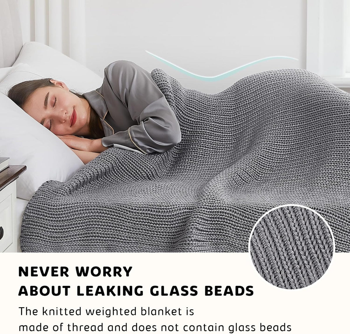 L'AGRATY Knitted Weighted Blanket - 50"x60" 7lbs Cooling Chunky Knit Heavy Blanket for Adults Braided Crochet Throw Thick Cable Yarn Knit Decorative No Beads Evenly Weighted Machine Washable