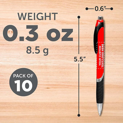 DISCOUNT PROMOS Ballpoint Pens With Rubber Grip - 10 pack - Customizable Text, Logo - Black Ink Ball Point Pen with Soft Touch Plastic - Red