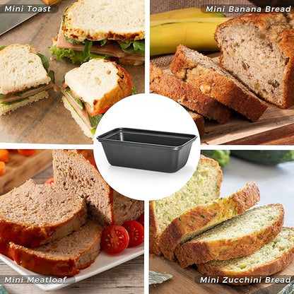 HONGBAKE 6 Pack Mini Loaf Pan for Baking Bread, 6 x 3.3 x 2 Inches Nonstick Small Banana Bread Tins Set for Homemade,Tiny Carbon Steel Meatloaf Pan - Dark Grey