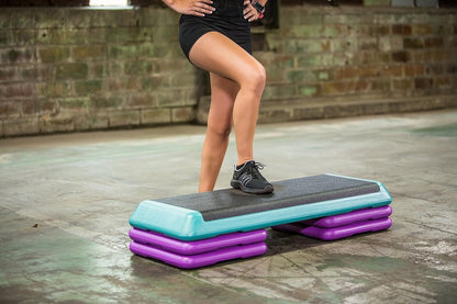 The Original STEP Exercise Step Platform, Health Club Size Stepper for Exercise at Home with 4 Stackable Risers for Height Adjustments