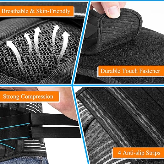 Back Brace for Lower Back Pain Men Women with 9X Strong Support, Idea for Long Time Standing & Sitting Jobs, Durable Back Support Belt with 3D Lumbar Pad for Sciatica, Herniated Disc, L