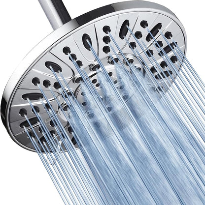 AquaDance High Pressure 6-Setting, 7" Rainfall Shower Head – Tested to Meet US Quality Standards, Angle-Adjustable, with Tool-Free Installation – Chrome Finish