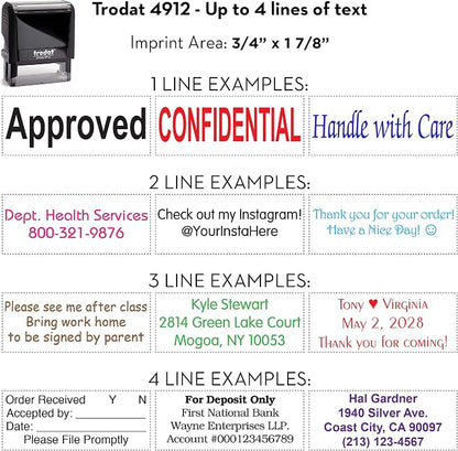 Trodat 4912 Return Address Stamp - Custom Text Stamp - Choose from Many Fonts & 15 Ink Colors!