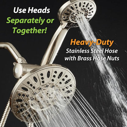 AquaDance for California - 7" Premium High Pressure 3-Way Rainfall Combo for Best of Both Worlds - Enjoy Luxury 6-Setting Rain Showerhead and Hand Held Shower Separately or Together - Nickel Finish