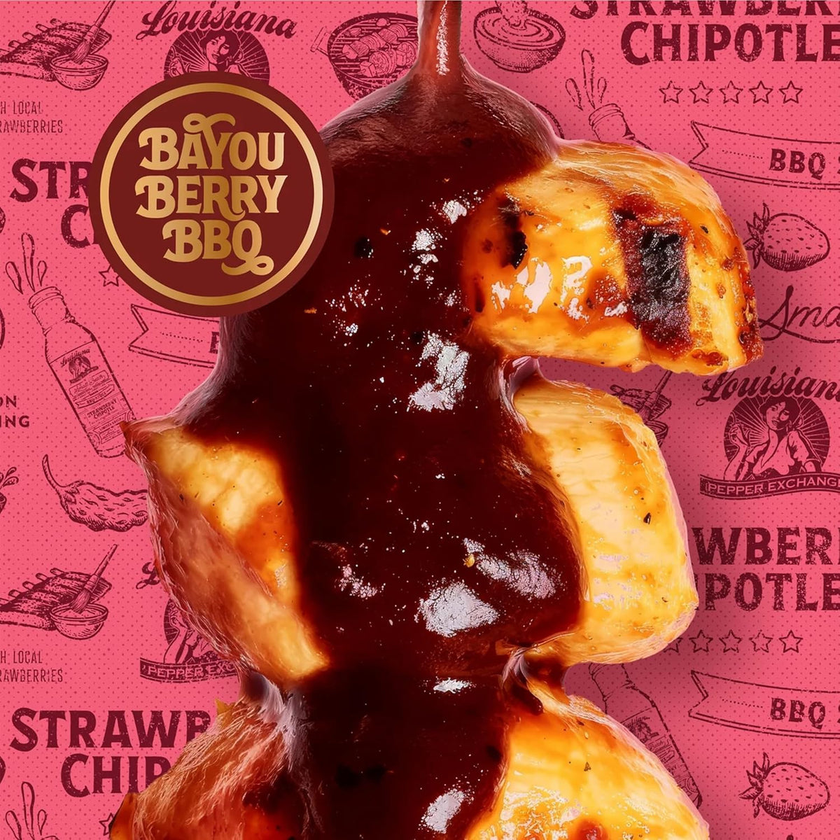 Louisiana Pepper Exchange Strawberry Chipotle BBQ Sauce, Gluten-Free, 12 Fl Oz, 2-Pack