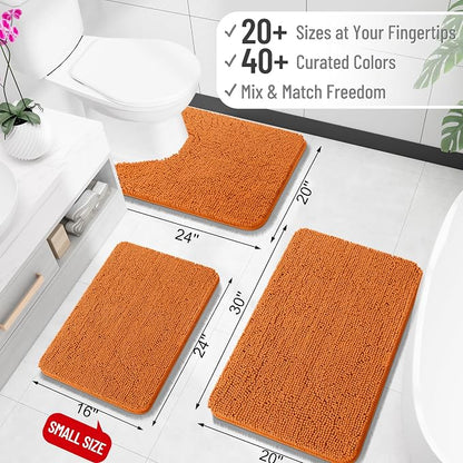 OLANLY Toilet Rugs U-Shaped 24x24, Extra Soft Absorbent Chenille Contour Bathroom Rugs for Toilet, Dry Quickly, Machine Washable, Non-Slip Bath Mat, Clay