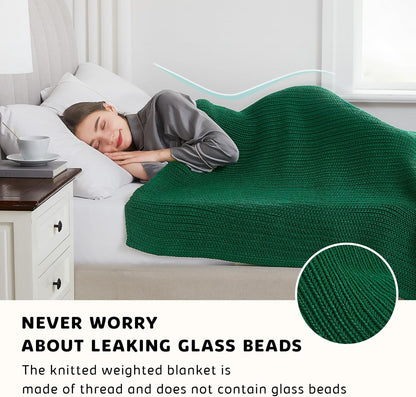 L'AGRATY Knitted Weighted Blanket - 60"x80" 20lbs Cooling Chunky Knit Heavy Blanket for Adults Braided Crochet Throw Thick Cable Yarn Knit Decorative No Beads Evenly Weighted Machine Washable