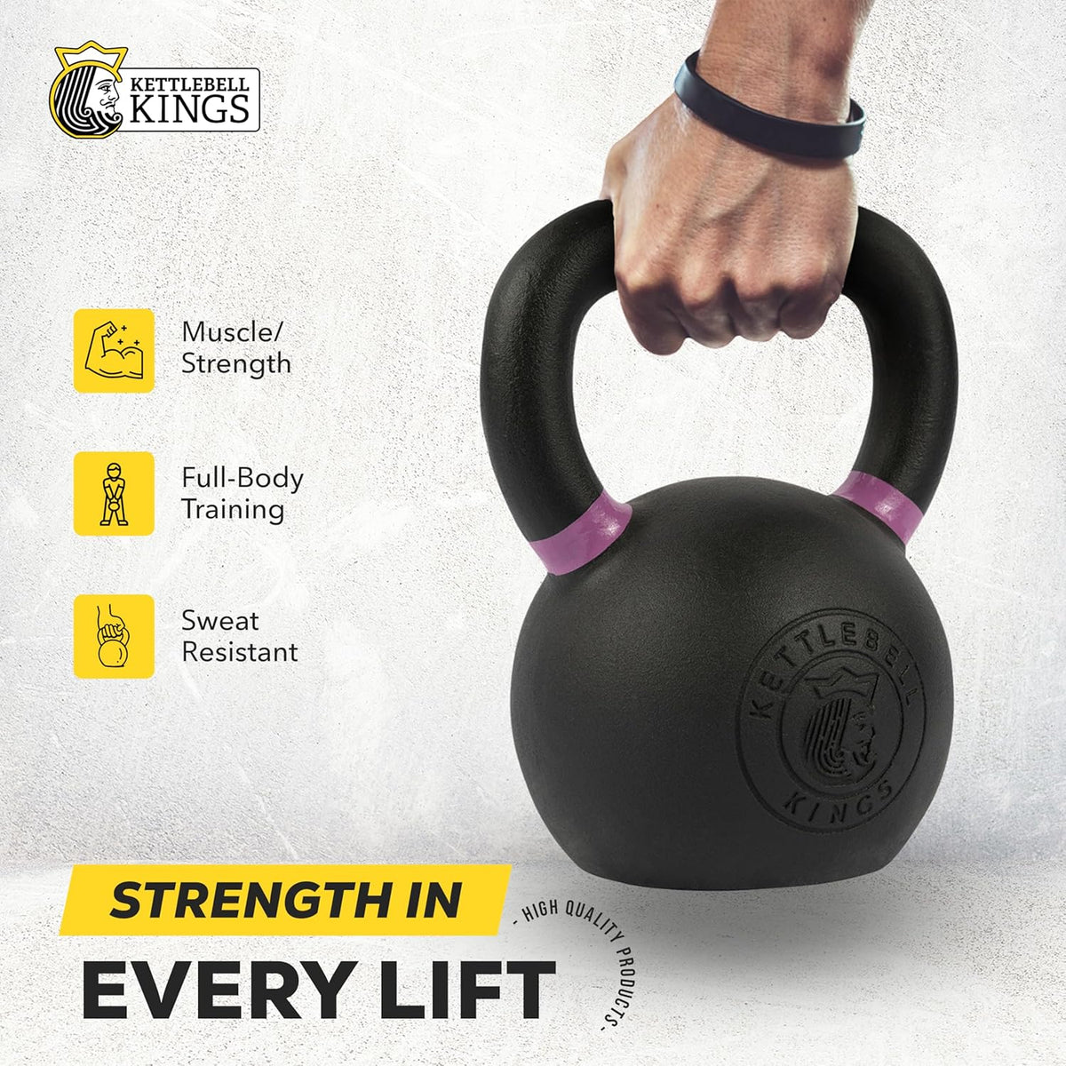 Kettlebell Kings Powder Coated Kettlebell Weights - 9-97 lb Strength Training Kettlebells for Men and Women - Hand Weights Workout Gym Equipment - Weights Set for Home Gym- New
