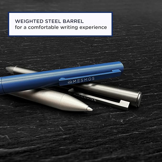 MESMOS Dad Pen Set, Best Ever Birthday Gift for Him from Daughter Son Wife, 3 Engraved Luxury Metal Ballpoint Pens, Cool #1 Dad Gift, Black Ink, Smooth German-Made Writing