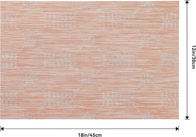 Leetaltree Coral Placemats Set of 8 - Heat Resistant Non-Slip Place mats for Dining Table, Washable Durable PVC Vinyl Woven Table Mats（Coral, 8）