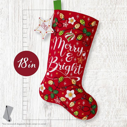 Bucilla Felt Applique 18" Stocking Making Kit, Merry and Bright, Perfect for DIY Arts and Crafts