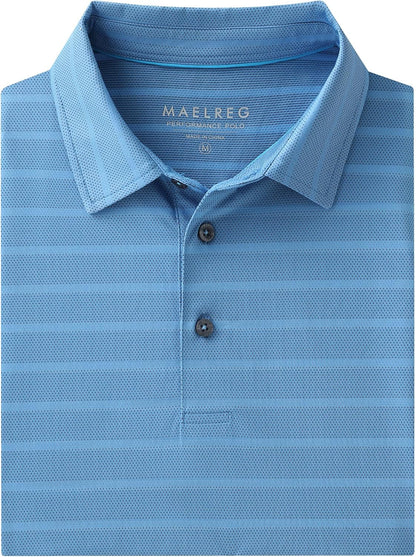 M MAELREG Golf Shirts for Men Short Sleeve Dry Fit Casual Striped Performance Moisture Wicking Collared Mens Polo Shirts