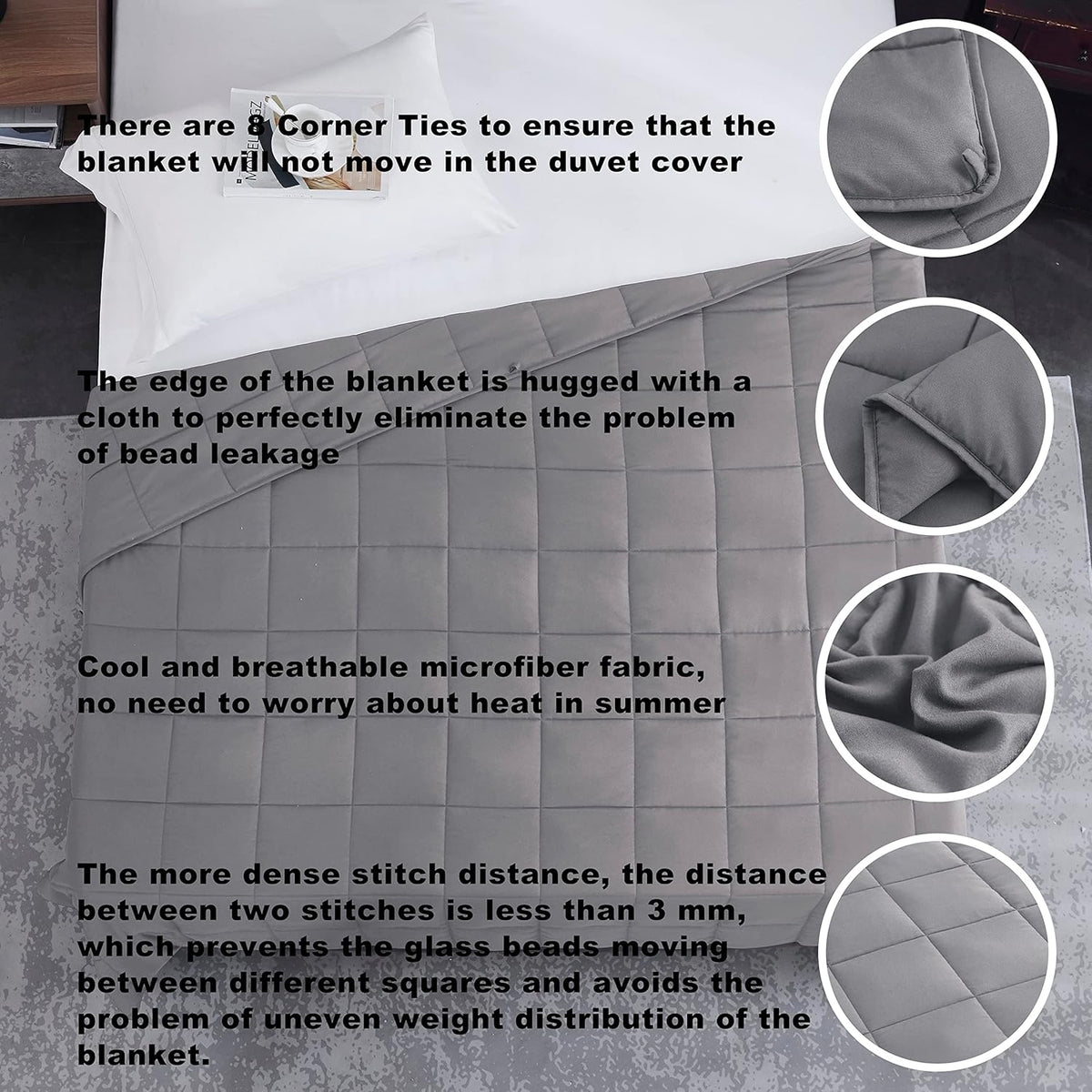 L'AGRATY Weighted Blanket - 80"x87" 25lbs Cooling Breathable Heavy Blanket Microfiber Material with Glass Beads for Adult All-Season Summer Fall Winter Soft Thick Comfort