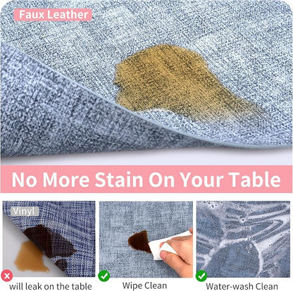 Maxpearl Faux Leather Placemats Set of 6 - Waterproof - Wipe Clean - Heat Resistant - Anti Slip Dining Table Place Mats, Suitable for Indoor & Outdoor Use, 17’’×12’’, Blue