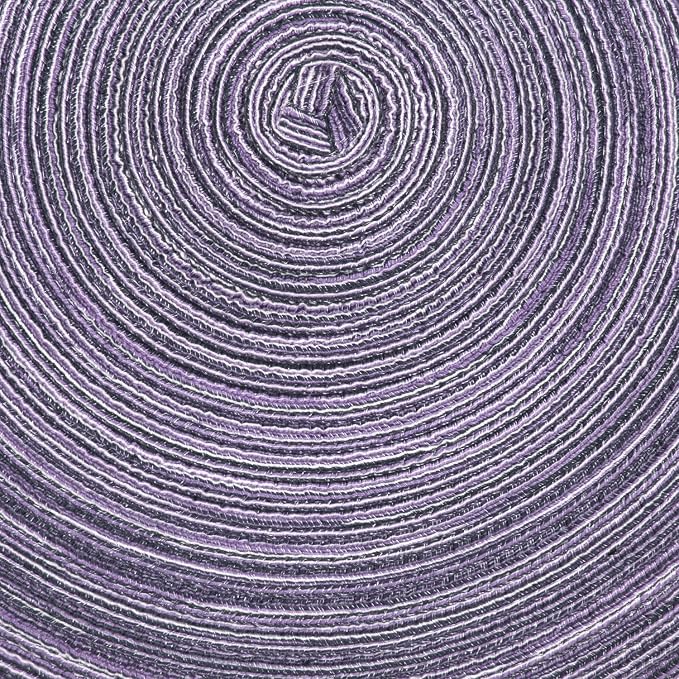 SHACOS Round Braided Placemats Set of 6 Round Placemats Cotton Blend Fabric Table Mats for Wedding Party (Light Purple, 6)