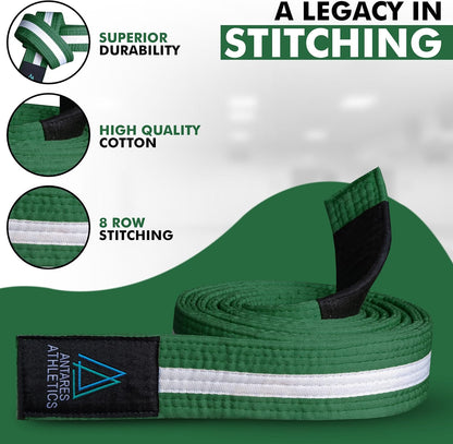 Brazilian Jiu Jitsu Belts Preshurunk Martial Arts Youth BJJ Belts for Girls & Boys with BJJ Ranking Stripes
