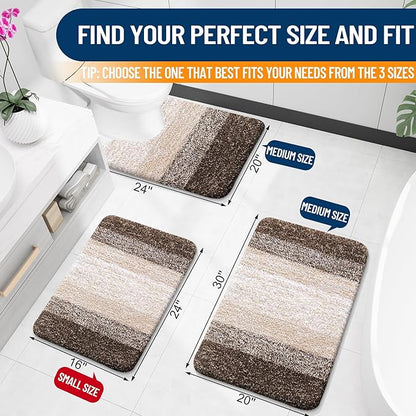 OLANLY Large Bathroom Rugs Mat 54x24, Extra Soft Absorbent Microfiber Bath Rugs, Rubber Backing, Quick Dry, Washable Bath Mats for Bathroom Floor, Tub and Shower, Home Decor Accessories, Light Brown