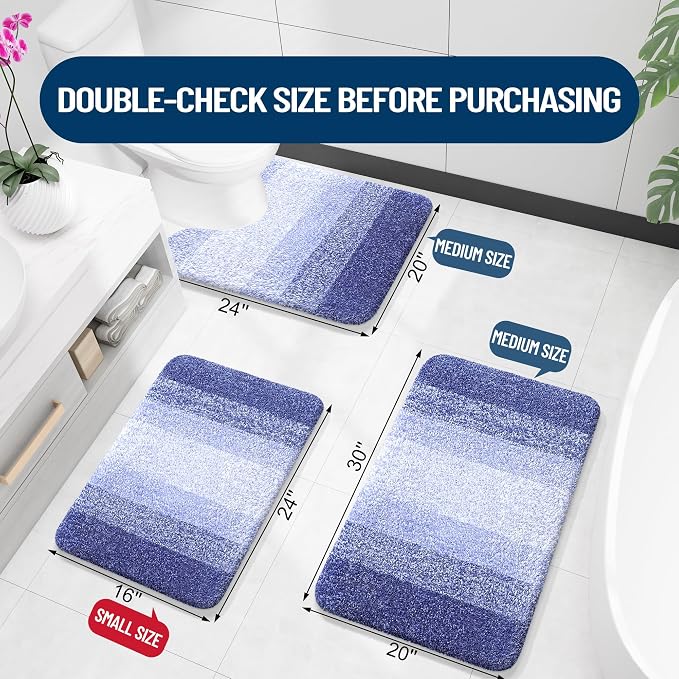 OLANLY Large Bathroom Rugs Mat 54x24, Extra Soft Absorbent Microfiber Bath Rugs, Rubber Backing, Quick Dry, Machine Washable Bath Mats for Bathroom, Tub and Shower, Home Decor Accessories, Blue-Violet