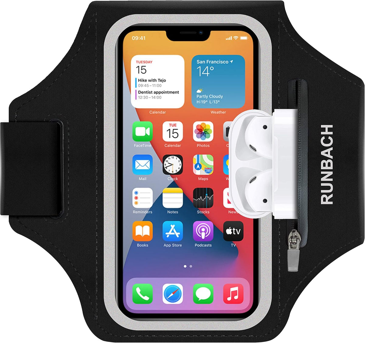Armband for Samsung Galaxy S25/S24/S23/S22/S21/S20/S10/S9/S8,Galaxy A01/A8/A10e/A20e/A41/M01/Xcover 5,Water Resistant Sport Armband with Zipper Slot for Galaxy Buds (Black)