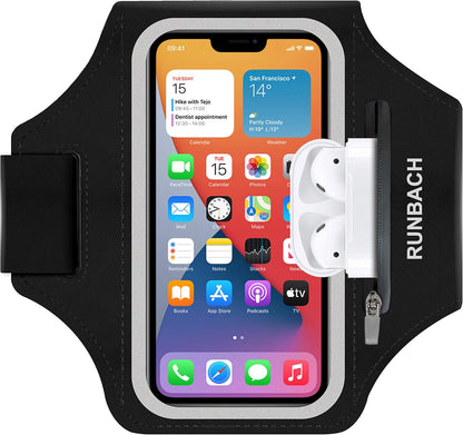 Armband for Samsung Galaxy S25/S24/S23/S22/S21/S20/S10/S9/S8,Galaxy A01/A8/A10e/A20e/A41/M01/Xcover 5,Water Resistant Sport Armband with Zipper Slot for Galaxy Buds (Black)