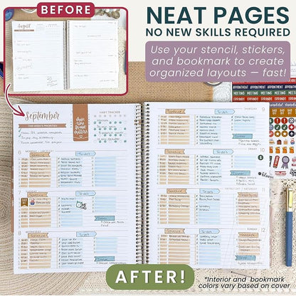 bloom daily planners 2027 Planner for Women (8.5" x 11") - Weekly & Monthly Calendar Year (January to December) Softcover Agenda Book Organizer with Stickers & Stencil - Be Kind