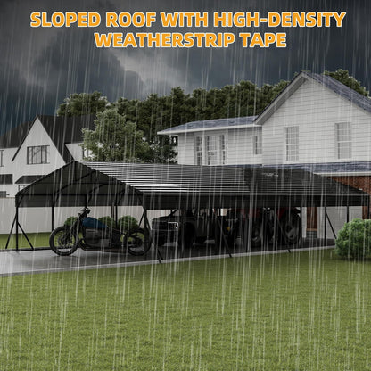 20' x 40' Heavy Duty Metal Carport With Galvanized Steel Roof, Metal Roof Carport With Enhanced Base, Tall MetalCarport Kits Garage for Tractors, Pickup, Boat, Car