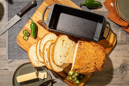 Lodge Seasoned Cast Iron Loaf Pan - Pre-Seasoned Rectangular Cast Iron Bakeware- Even Browning Bread Pan with Easy-Release Finish - PFAS-Free Non-Toxic Cookware - 10 Inches