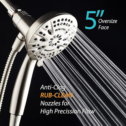 AquaDance New Magnetic Guidance Docking System - High-Pressure 8-setting Handheld Shower Head with Giant 5 inch Face, Magnetic Bracket, Extra-long 72 inch Stainless Steel Hose/All Nickel Finish