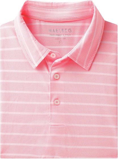 M MAELREG Golf Shirts for Men Short Sleeve Dry Fit Casual Striped Performance Moisture Wicking Collared Mens Polo Shirts