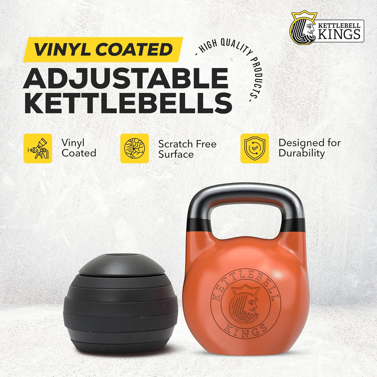 Kettlebell Kings Competition Kettlebells Weight (33mm handle) 4-32 KG | Hand weights Workout Gym Equipment & Strength training sets for Women & Men | Weights set for Home Gym