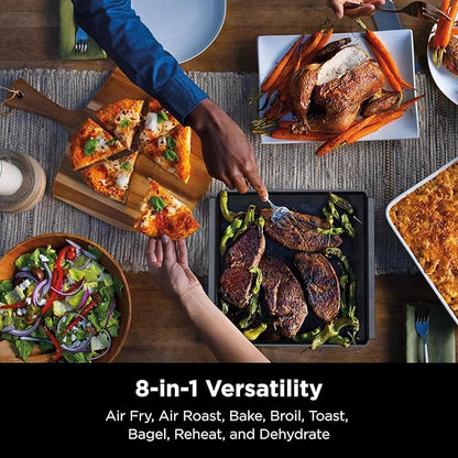 Ninja SP201 Digital Air Fry Pro Countertop 8-in-1 Oven with Extended Height, XL Capacity, Flip Up & Away Capability for Storage Space, with Air Fry Basket, Wire Rack & Crumb Tray, Silver