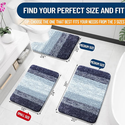 OLANLY Large Bathroom Rugs Mat 40x24, Extra Soft Absorbent Microfiber Bath Rugs, Rubber Backing, Quick Dry, Washable Bath Mats for Bathroom Floor, Tub and Shower, Home Decor Accessories, Airy Blue