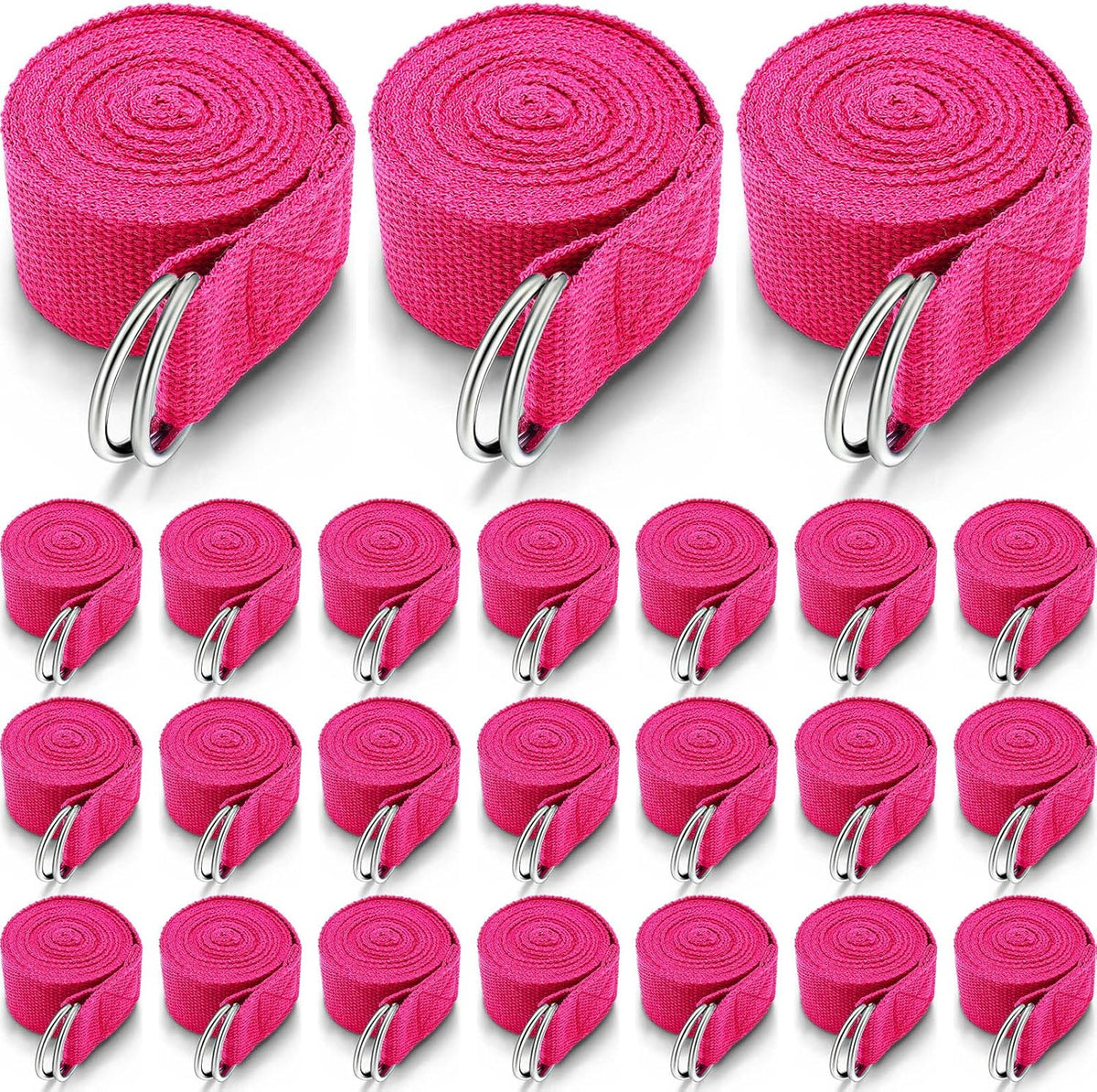 Leyndo 24 Pieces Yoga Strap Stretching Pilates Exercise Adjustable Straps 6 ft Non Elastic Yoga Belt with Adjustable D Ring Buckle for Pilates Gym Workouts Fitness