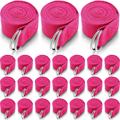Leyndo 24 Pieces Yoga Strap Stretching Pilates Exercise Adjustable Straps 6 ft Non Elastic Yoga Belt with Adjustable D Ring Buckle for Pilates Gym Workouts Fitness