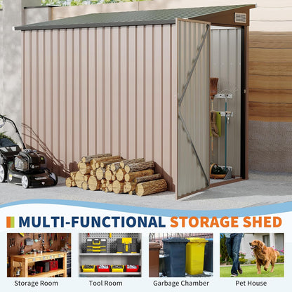 4' x 8' Outdoor Lean to Storage Sheds Outdoor, Heavy-Duty Lean to Garden StorageShed, Metal Wall Side Bike Shed & Outdoor Storage