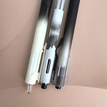 Fengtaiyuan Retractable Gel Pens, 0.5mm Black Ink ST Fine Point, Quick Dry No Smudge 3 Styles (Silent Click/Ergonomic Triangular Grip) for School Office Exam Note Taking, 12 Pack